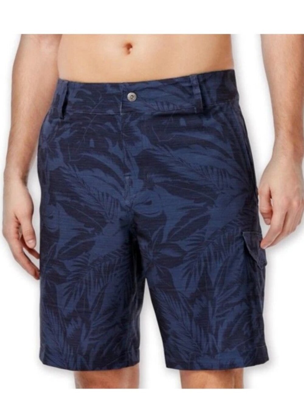 Speedo Men's Palm Pattern Board Shorts Swim Bottom, Granite Blue, 36 Waist